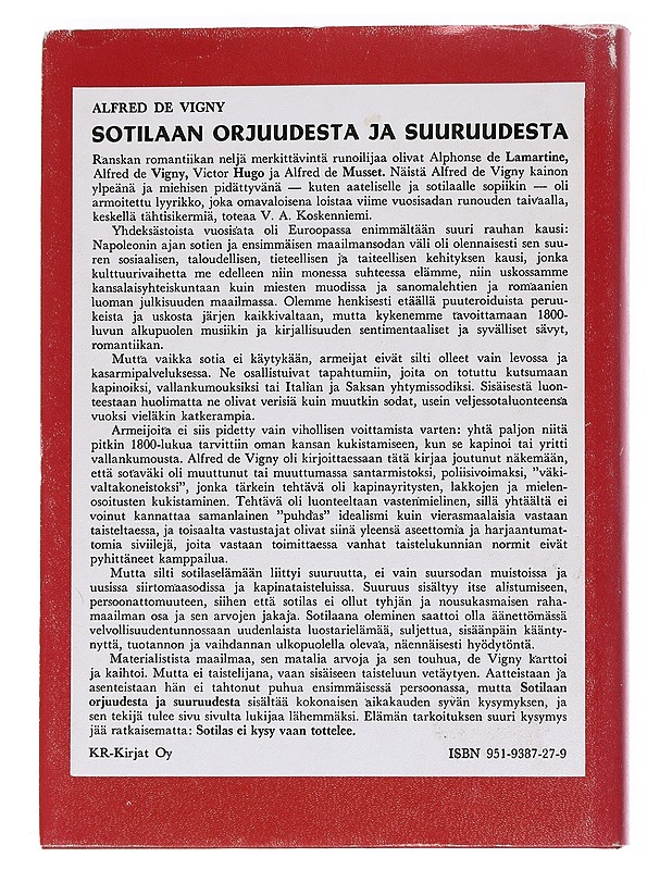 Sotilaan orjuudesta ja suuruudesta - Alfred de Vigny - Elämäkerrat ja muistelmat - 10105559409 - 1