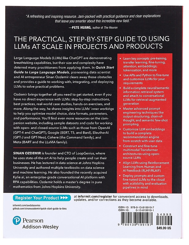 Quick start guide to large language models : strategies and best practices for using ChatGPT and other LLMs - Sinan Ozdemir - Tietokirjat ja oppaat - 10105559619 - 1