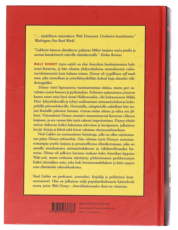 Walt Disney : amerikkalaisuuden ikoni - Gabler, Neal - Elämäkerrat ja muistelmat - 10105559652 - 1