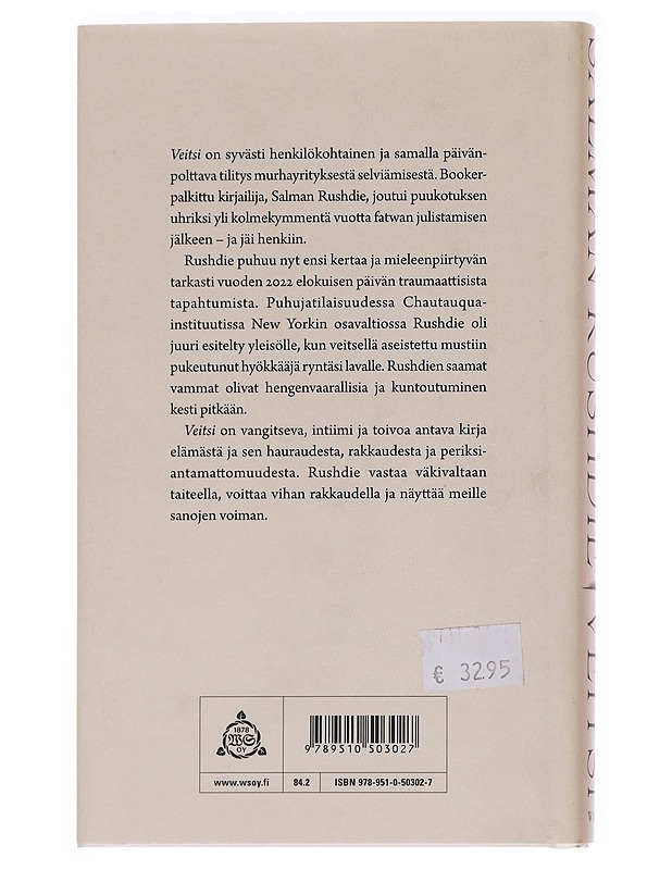 Veitsi / mietteitä murhayrityksen jälkeen - Rushdie, Salman - Elämäkerrat ja muistelmat - 10105559647 - 1