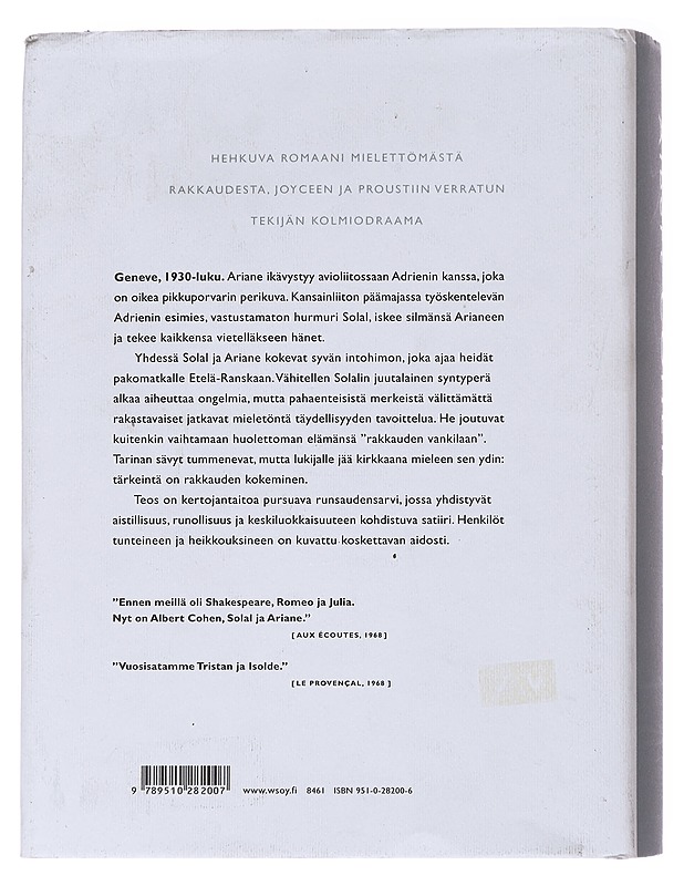 Rakkaani, valittuni - Cohen, Albert - Romaanit ja novellit - 10105559655 - 1