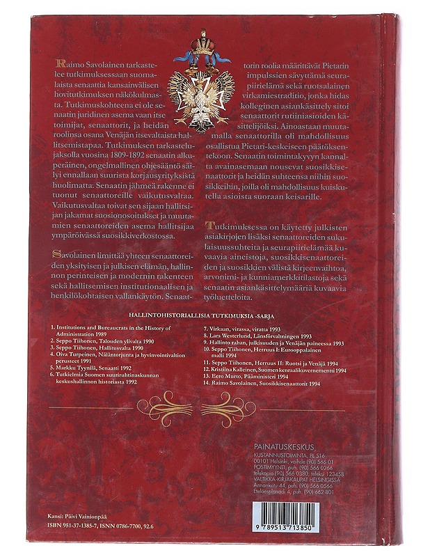 Suosikkisenaattorit / 1809-1892 - Raimo Savolainen - Historiakirjat - 10105560117 - 1