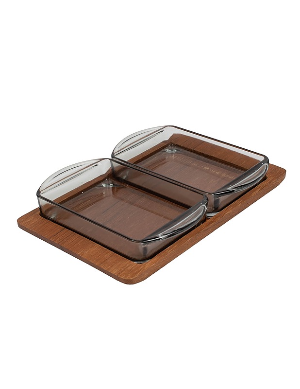 Vintage tarjoilukulhot teak-alustalla - Tarjoiluastiat - 10105560151 - 0