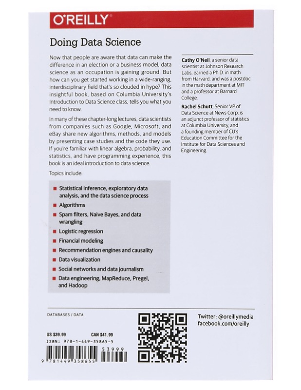 Doing data science - O'Neil, Cathy - Tietokirjat ja oppaat - 10105560504 - 1