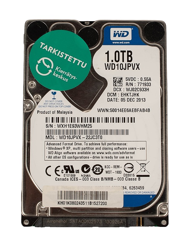 WESTERN DIGITAL WD10JPVX, 1.0TB, SATA - kovalevy - Tietokoneet - 10105561086 - 1