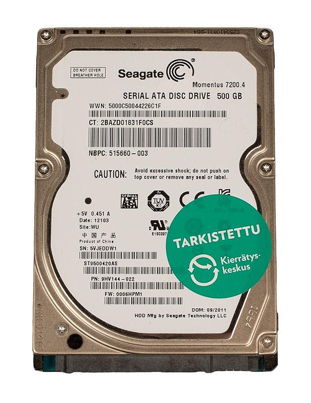 SEAGATE Momentus 7200.4, 500GB, SATA - kovalevy - Tietokoneet - 10105561188 - 1