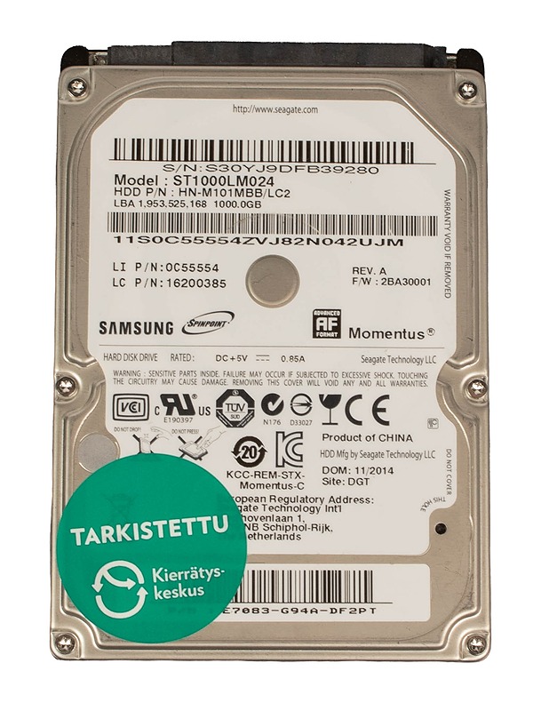 SAMSUNG Momentus ST1000LM024, 1000GB, SATA - kovalevy - Tietokoneet - 10105561228 - 1