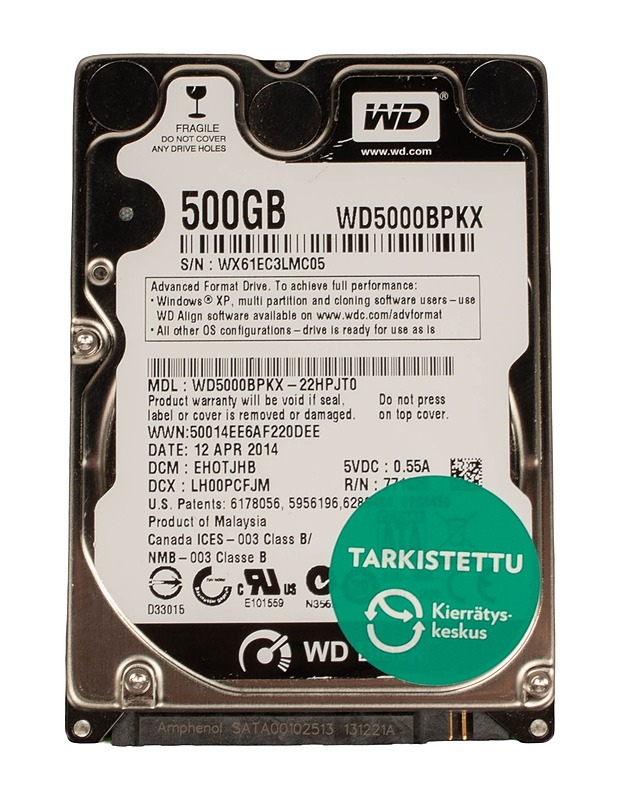 WESTERN DIGITAL WD Black WD500BPKX, 500GB, SATA - kovalevy - Tietokoneet - 10105561239 - 1