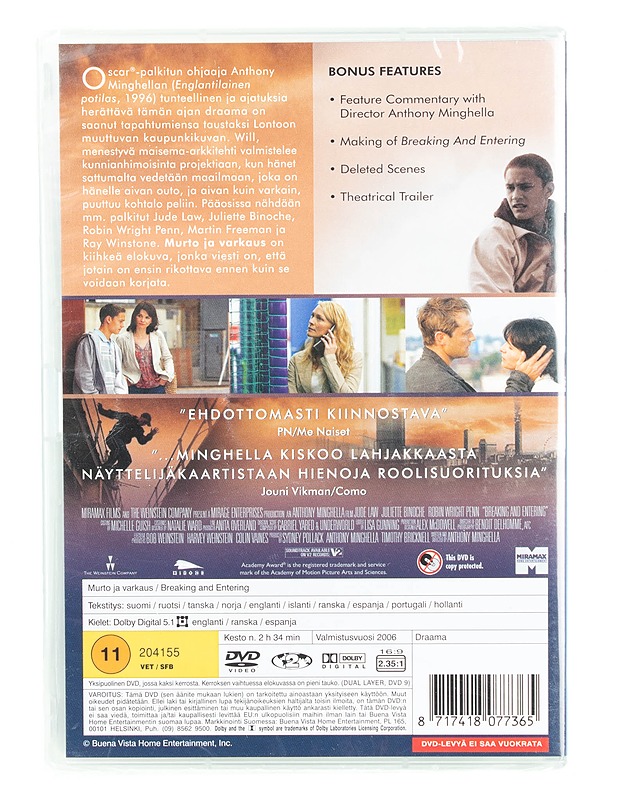 Breaking and entering - DVD - DVD-elokuvat - 10105561640 - 1