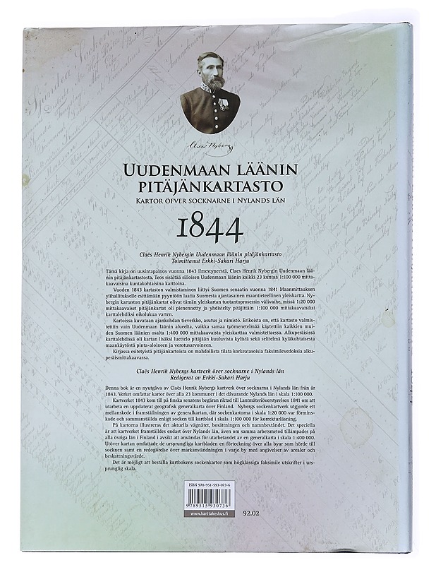 Uudenmaan läänin pitäjänkartasto 1844 : uusintapainos Clae?s Nybergin pitäjänkartoista = Kartor öfver socknarne i Nylands län 1844 : nyupplaga av Clae?s Nybergs sockenkartor  - Historiakirjat - 10105561747 - 1