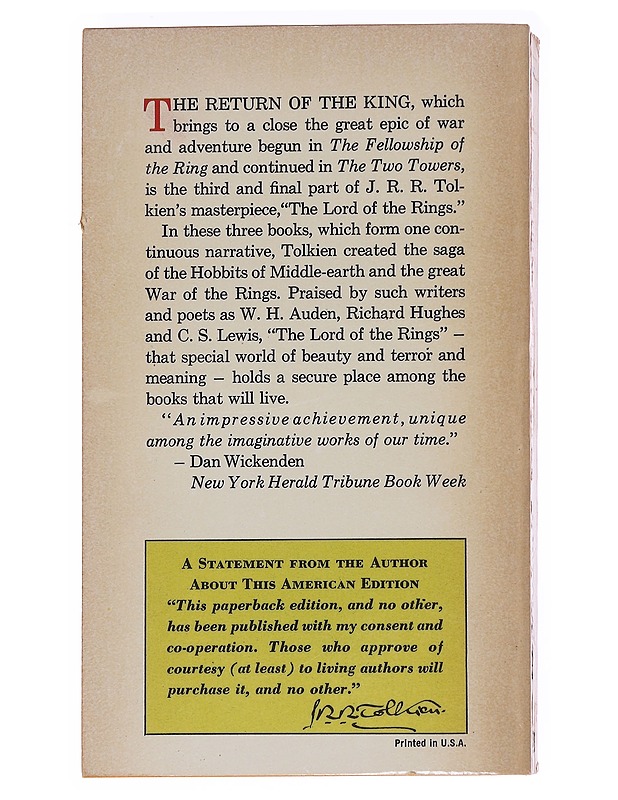 The return of the king - Tolkien, J. R. R - Fantasia- ja scifi - 10105562839 - 1