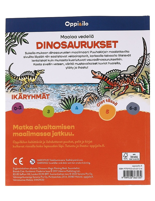 Maalaa vedellä : dinosaurukset : 5-99 vuotiaille - Sanoma Pro - Tietokirjat ja oppaat - 10105562994 - 1