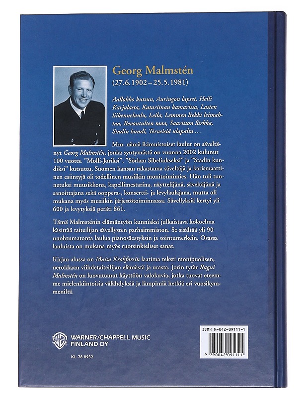 Lauluja - Malmsten, Georg - Musiikki- ja elokuvakirjat - 10105563044 - 1