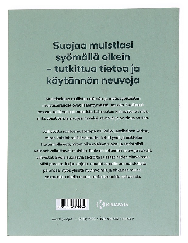 Parasta ruokaa aivoille : ravinto muistisairauksien ehkäisijänä - Reijo Laatikainen - Tietokirjat ja oppaat - 10105563056 - 1