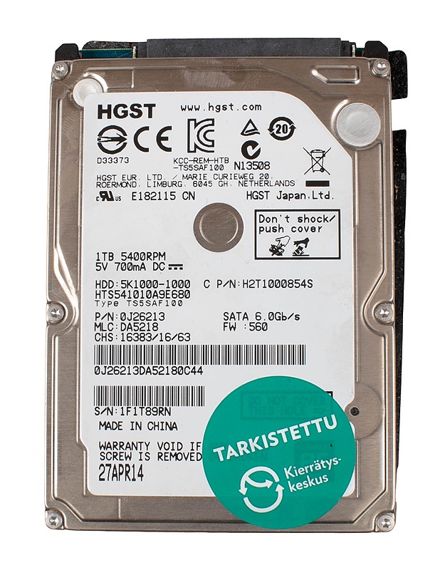 HGST 1 TB -kovalevy  - Tietokoneet - 10105563347 - 0
