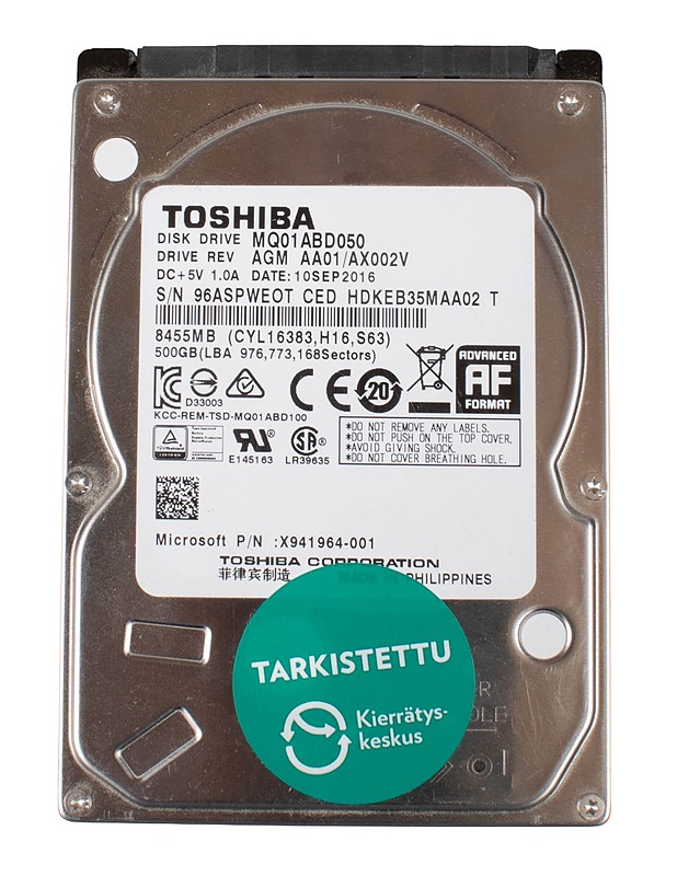 TOSHIBA 500 GB -kovalevy  - Tietokoneet - 10105563352 - 0