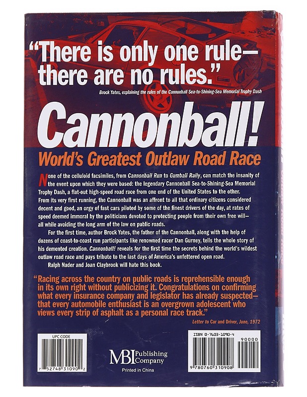 Cannonball! / World's Greatest Outlaw Road Race - Brock Yates - Harrastekirjat - 10105563370 - 1