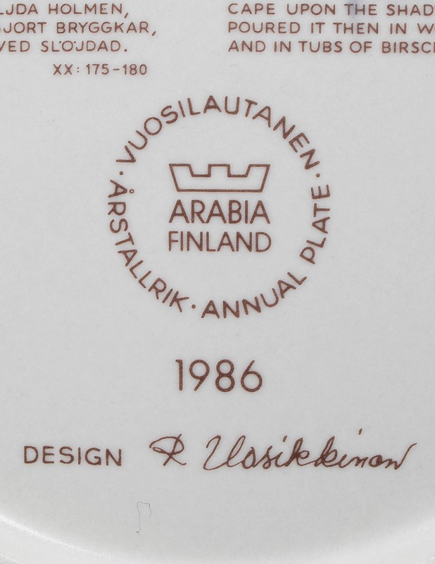 ARABIA Kalevala vuosilautanen 1986 - Designsuosikit - 10105563387 - 2