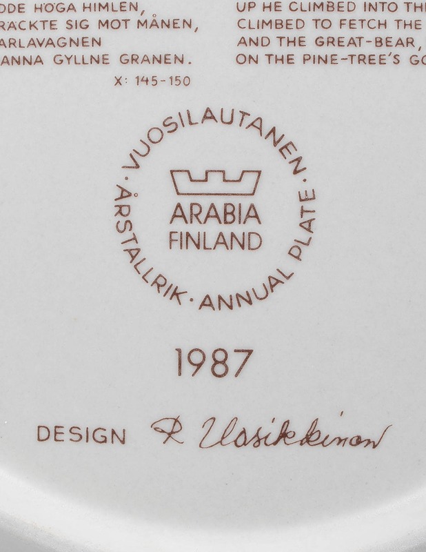 ARABIA Kalevala vuosilautanen 1987 - Designsuosikit - 10105563390 - 2