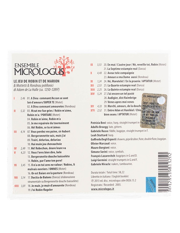 Ensemble Micrologus  - Le Jeu De Robin Et De Marion - CD - CD-levyt - 10105563396 - 1