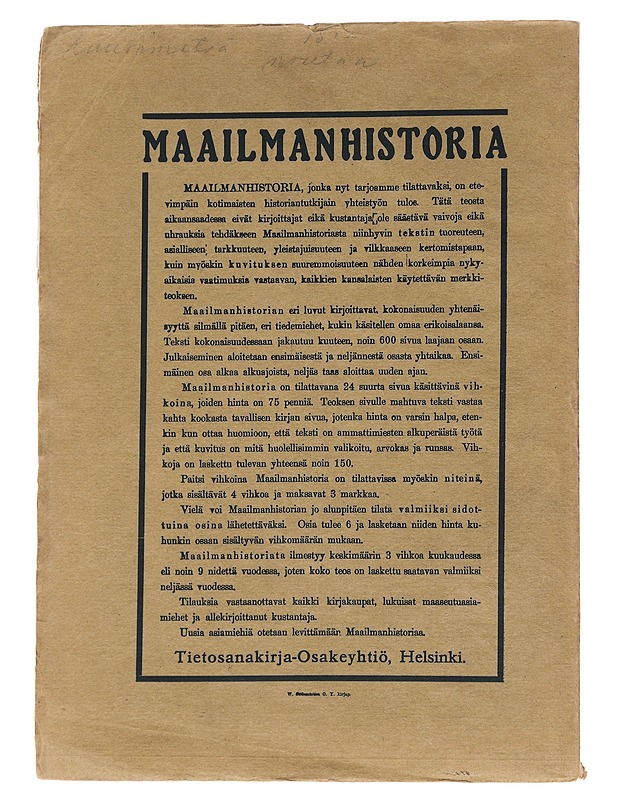 Maailman Historia I-VI - Jaakko Forsman - Historiakirjat - 10105563440 - 1