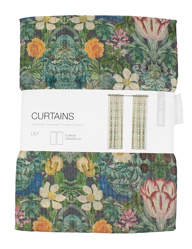 RUSTA HOME Lily sivuverhot, 135x220 cm, 2 kpl - Verhot ja kapat - 10105563653 - 0