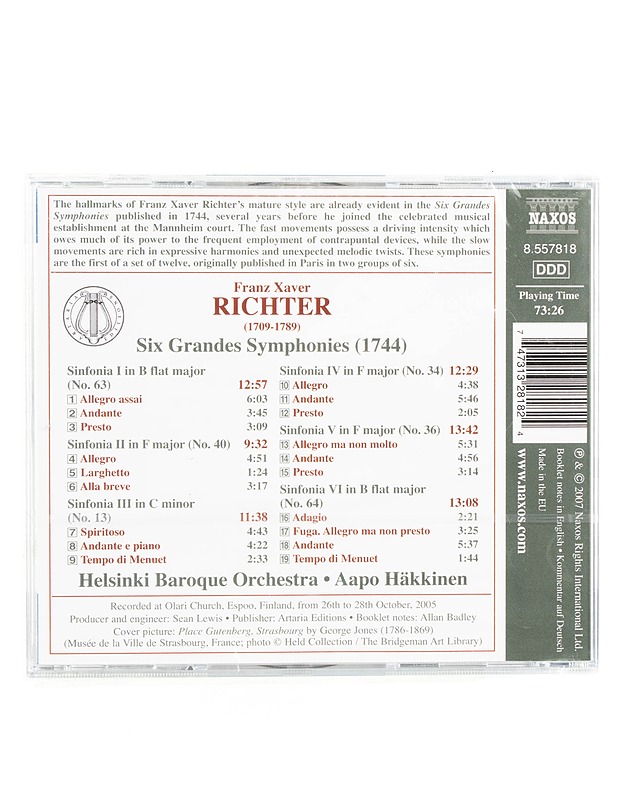 Franz Xaver Richter - Six Grandes Symphonies, Set One - CD - CD-levyt - 10105563990 - 1