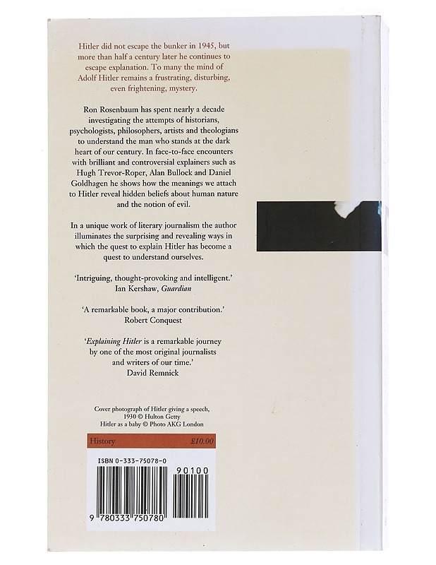 Explaining Hitler : the serach for the origins of his evil - Ron Rosenbaum - Historiakirjat - 10105564410 - 1