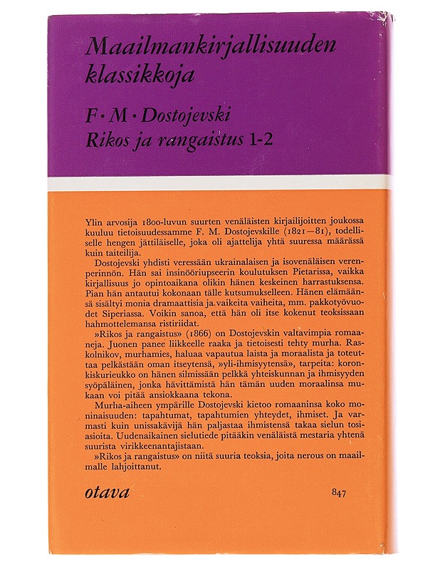 Rikos ja rangaistus osa 1  - Dostojevski, F.M - Romaanit ja novellit - 10105564790 - 1
