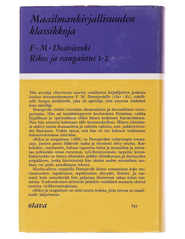 Rikos ja rangaistus osa 2  - Dostojevski, F.M - Romaanit ja novellit - 10105564792 - 1