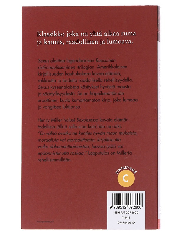 Sexus II : [Ruusuinen ristiinnaulitseminen] - Miller, Henry - Romaanit ja novellit - 10105565154 - 1