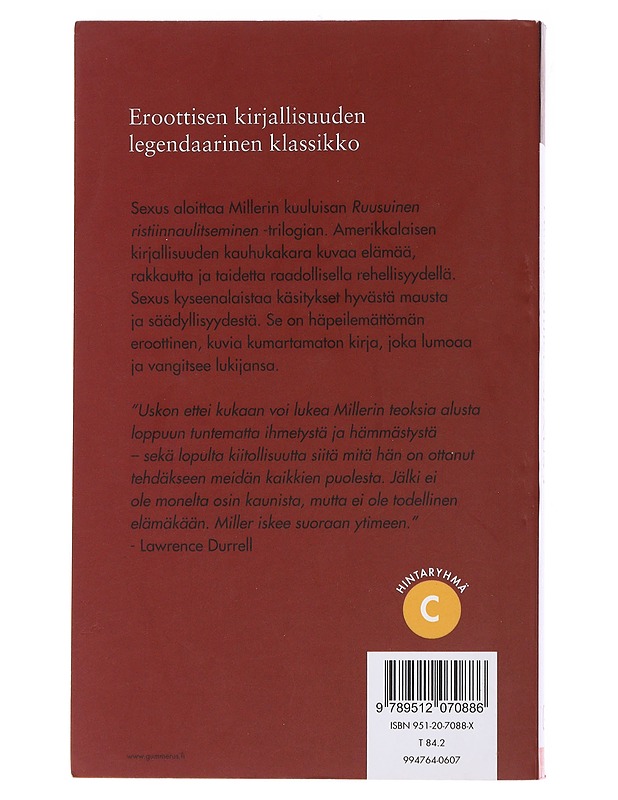Sexus. 1 - Miller, Henry - Romaanit ja novellit - 10105565167 - 1