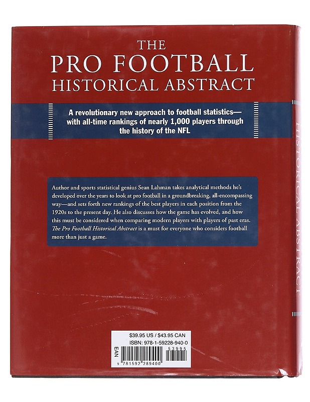 The Pro Football Historical Abstract - Sean Lahman - Tietokirjat ja oppaat - 10105565444 - 1