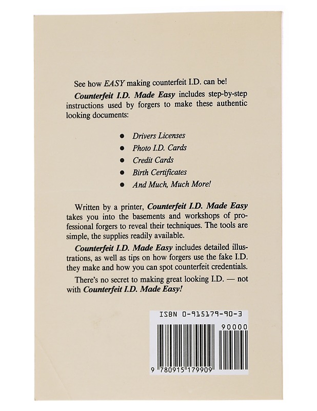 Counterfeit I.D. made easy - Jack Luger - Tietokirjat ja oppaat - 10105566566 - 1