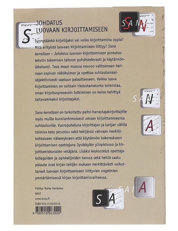 Sana kerrallaan : johdatus luovaan kirjoittamiseen - Miisa Jääskeläinen - Tietokirjat ja oppaat - 10105566889 - 1