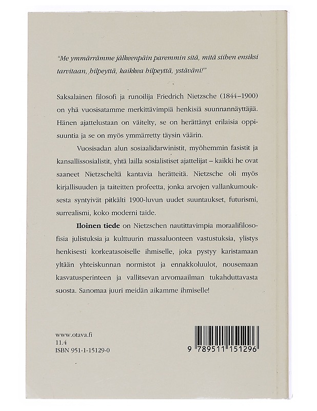 Iloinen tiede : La gaya scienza - Nietzsche, Friedrich Wilhelm - Tietokirjat ja oppaat - 10105567006 - 1