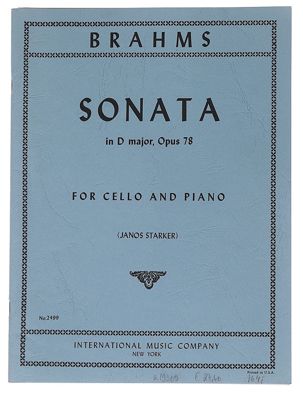 Brahms: Sonata in D major, Opus 78 - Janos Starker - Tietokirjat ja oppaat - 10105567171 - 0