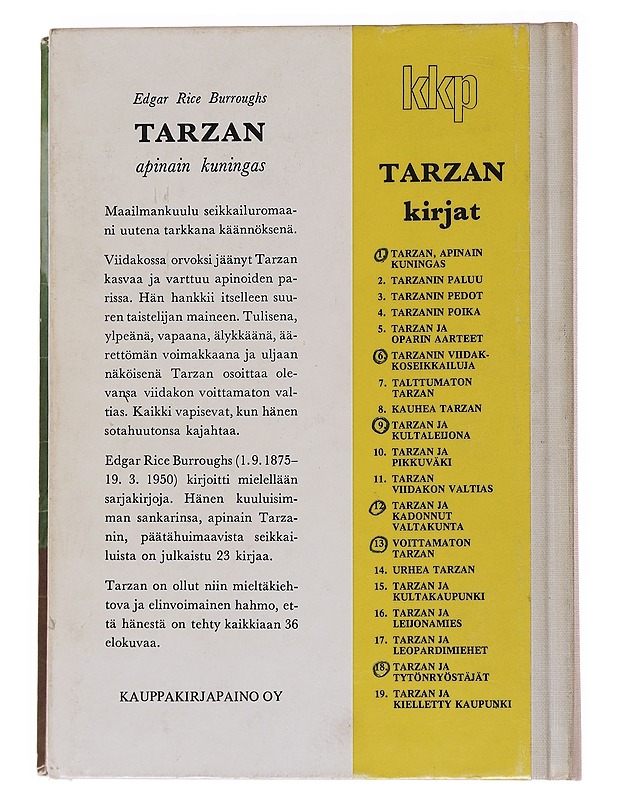 Tarzan apinain kuningas - Edgar Rice Burroughs - Romaanit ja novellit - 10105567199 - 1