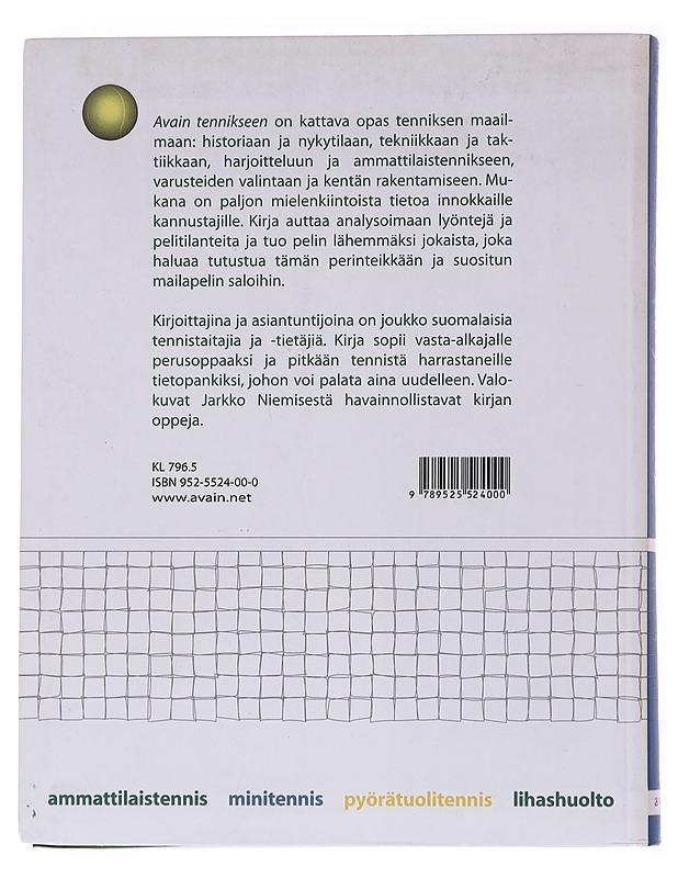 Avain tennikseen - Carlson, Anna-Riikka - Harrastekirjat - 10105567626 - 1