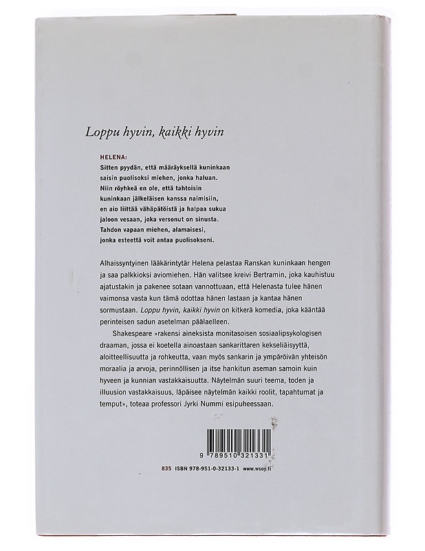 Loppu hyvin, kaikki hyvin - Shakespeare, William - Kaunokirjallisuus - 10105567695 - 1