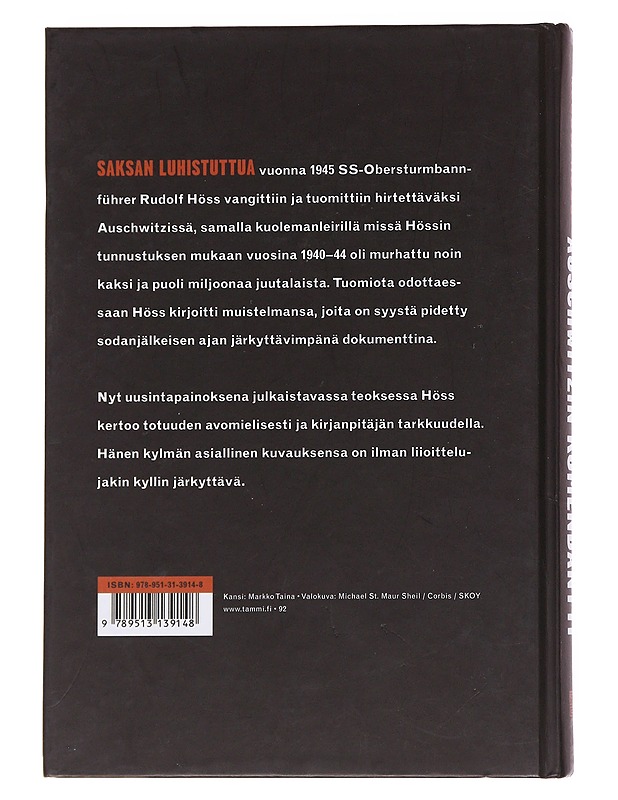 Auschwitzin komendantti : omaelämäkerta - Höss, Rudolf - Elämäkerrat ja muistelmat - 10105568026 - 1