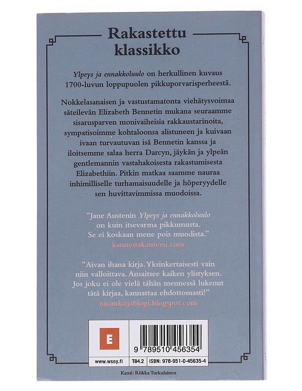 Ylpeys ja ennakkoluulo - Austen, Jane - Romaanit ja novellit - 10105568061 - 1