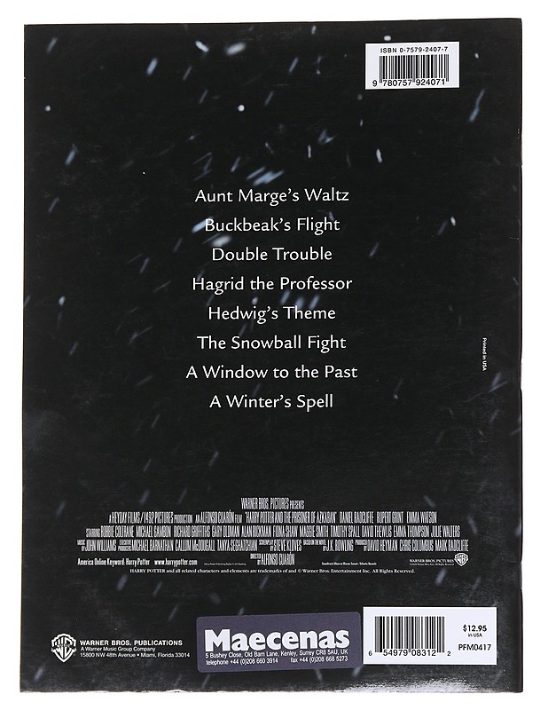 Harry Potter and the prisoner of Azkaban : easy piano - Williams, John - Musiikki- ja elokuvakirjat - 10105568072 - 1