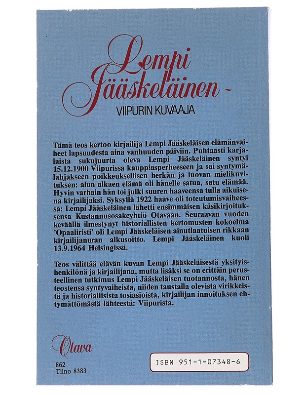 Lempi Jääskeläinen Viipurin kuvaaja - Erkki Moisio - Elämäkerrat ja muistelmat - 10105569164 - 1