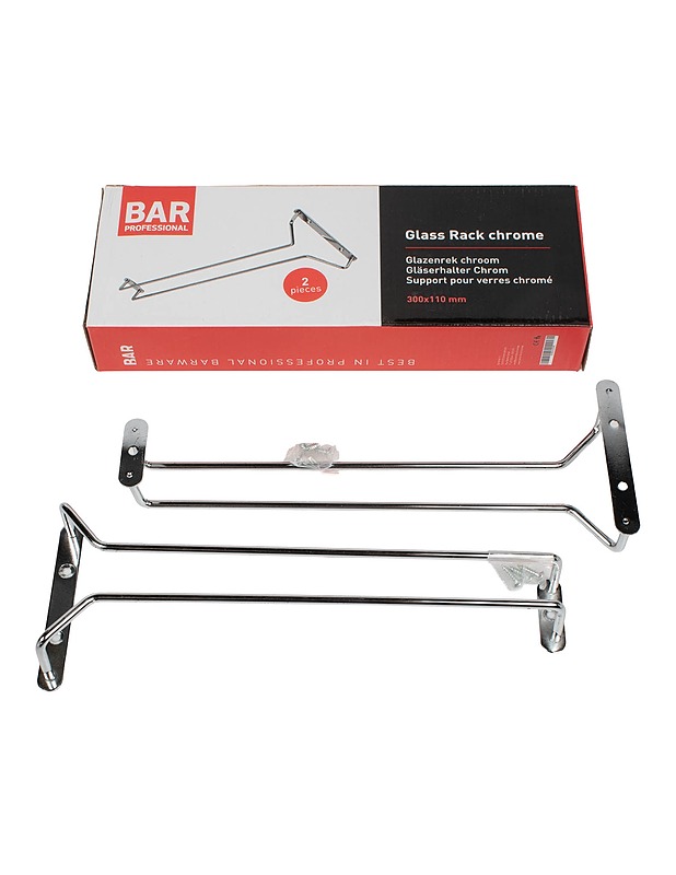 BAR PROFESSIONAL Glass Rack chrome, 300x110mm -lasihylly - Rakennustarvikkeet - 10105569387 - 0
