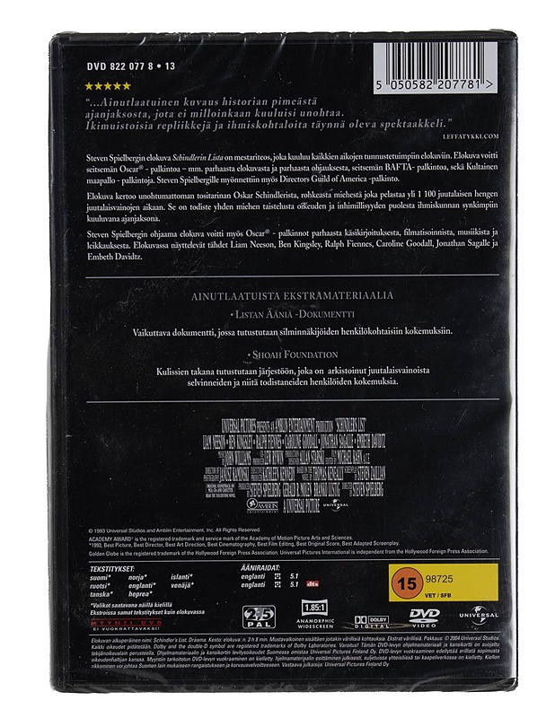 Schindlerin lista - DVD - DVD-elokuvat - 10105570278 - 1