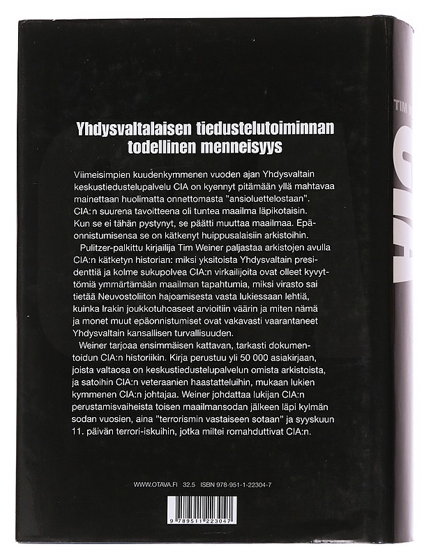 CIA / Yhdysvaltain keskustiedustelupalvelun historia - Weiner, Tim - Historiakirjat - 10105570398 - 1