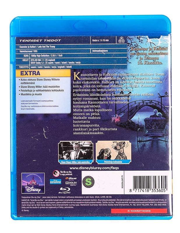 Disney : Kaunotar ja Kulkuri - Blu-ray - Blu-ray-levyt - 10105570686 - 1