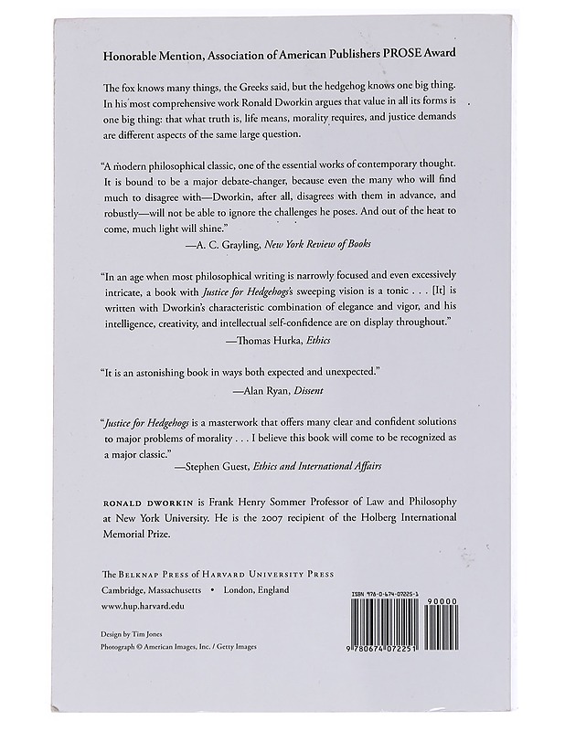 Justice for hedgehogs - Dworkin, Ronald - Tietokirjat ja oppaat - 10105570692 - 1