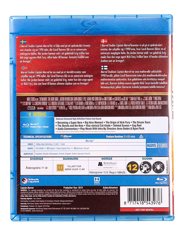 Marvel : Captain Marvel - Blu-ray - Blu-ray-levyt - 10105570764 - 1